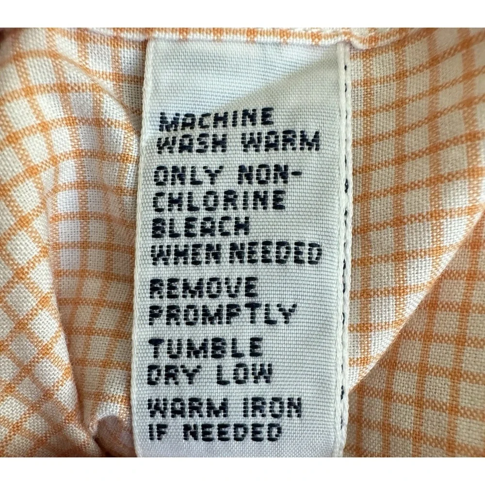 Polo Ralph Lauren Men's Button-Up Shirt Size 17 Orange White Check‎ Classic Fit